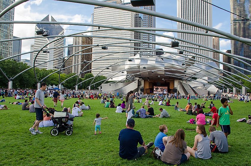 People enjoying a live concert at Chicago City Park