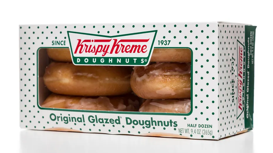 Box of half a dozen Krispy Kreme Original Frozen Donuts