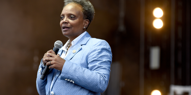 Mayor Lori Lightfoot introduces Jazmine Sullivan on the first day of Lollapalooza in 2022 at Grant Park on July 28, 2022 in Chicago, Illinois